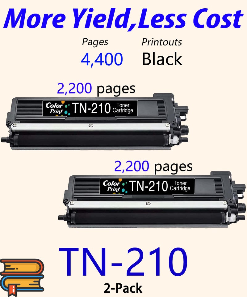 ColorPrint 2-Pack ColorPrint Compatible TN210 Toner Cartridge Replacement for TN-210 TN-210BK TN210BK Work with HL-3075CW HL-3070CW HL-3040CN HL-3045CN MFC-9325CW MFC-9320CW MFC-9120CN Printer (Black) - Image 2